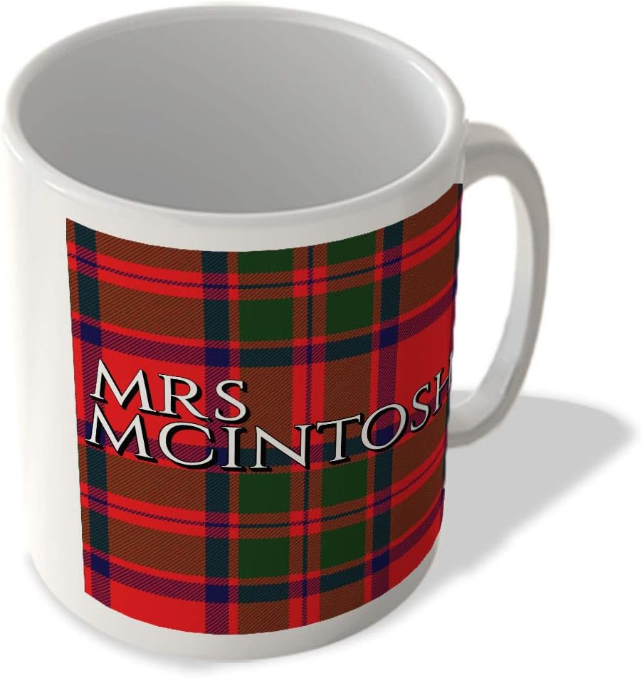 Mrs Mcintosh - Mcintosh Modern Tartan - (Full Background) - Scottish Mug, Ceramic, 11fl.oz.