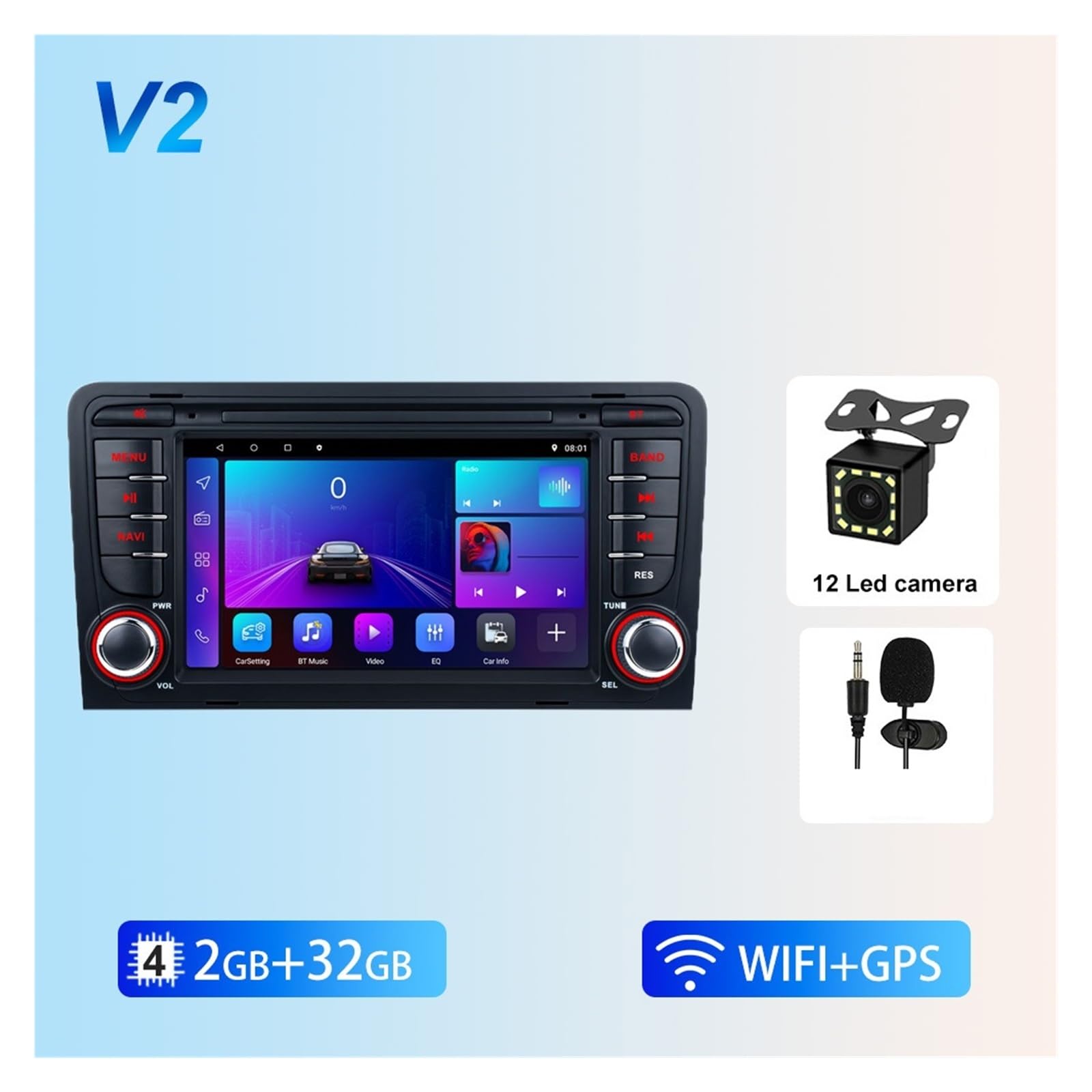 Nawigacja satelitarna Radio Multimedia Wideo Stereo Nawigacja GPS(2-32G 12LED)