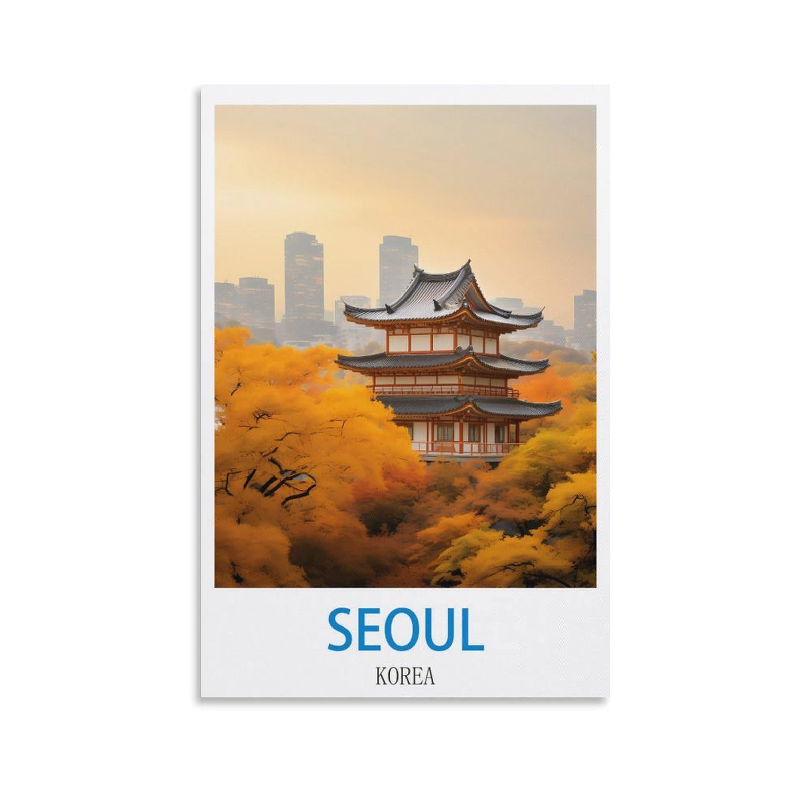 Lnmnjesg Unframe-Style Seoul Korea Vintage Travel Posters 12X18inch(30X45cm) Canvas Painting Wall Art, Wall Decor Pictures Prints For Living Room Bedroom