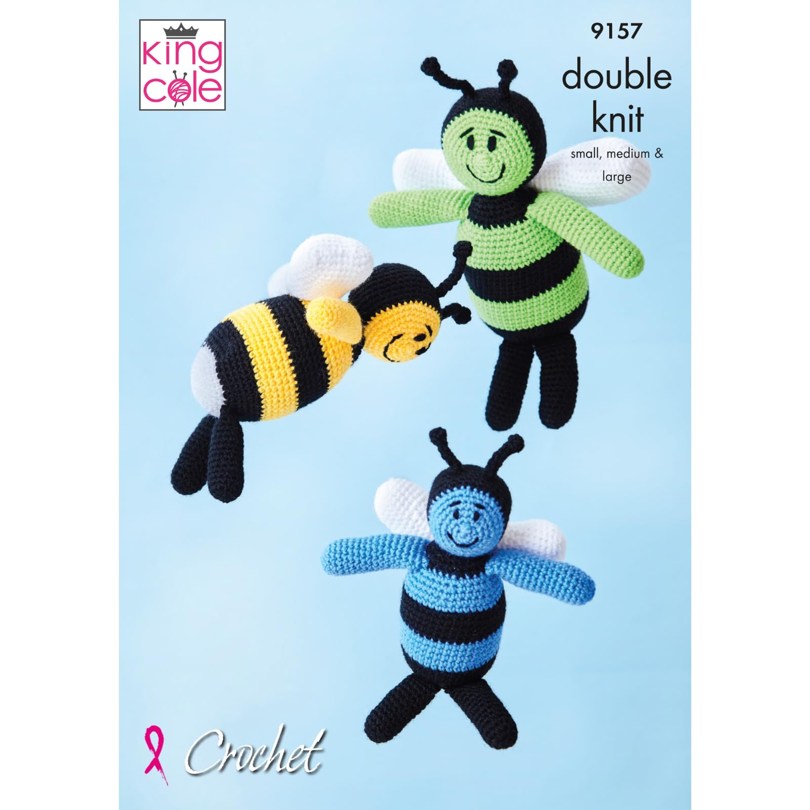 King Cole DK Crochet Pattern - 9157 Amigurumi Crocheted Bees