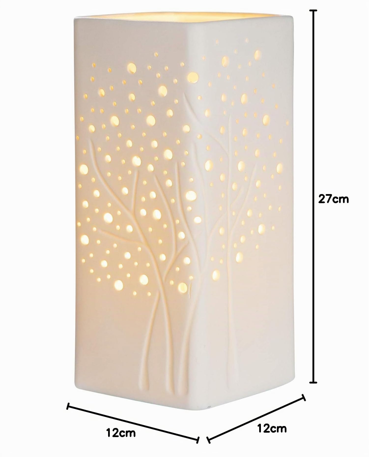 GILDE Design Lampe - Tischlampe aus Porzellan - Deko Wohnzimmer - Höhe 27 cm