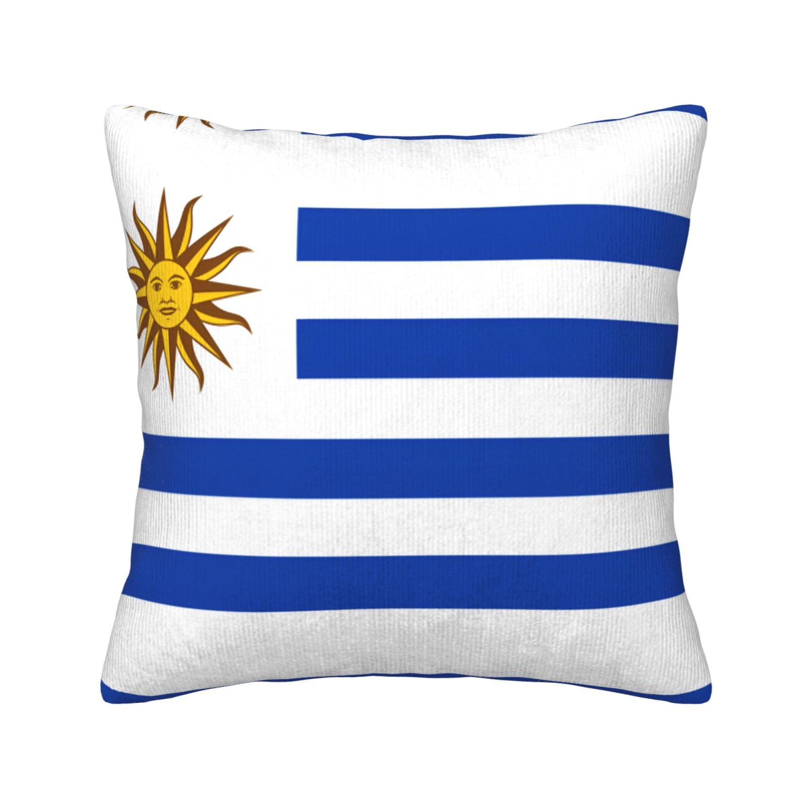 HGIUYDRD Flag of Uruguay Print Corduroy Throw Pillow with Invisible Zipper Closure for Living Room, Couch and Bed
