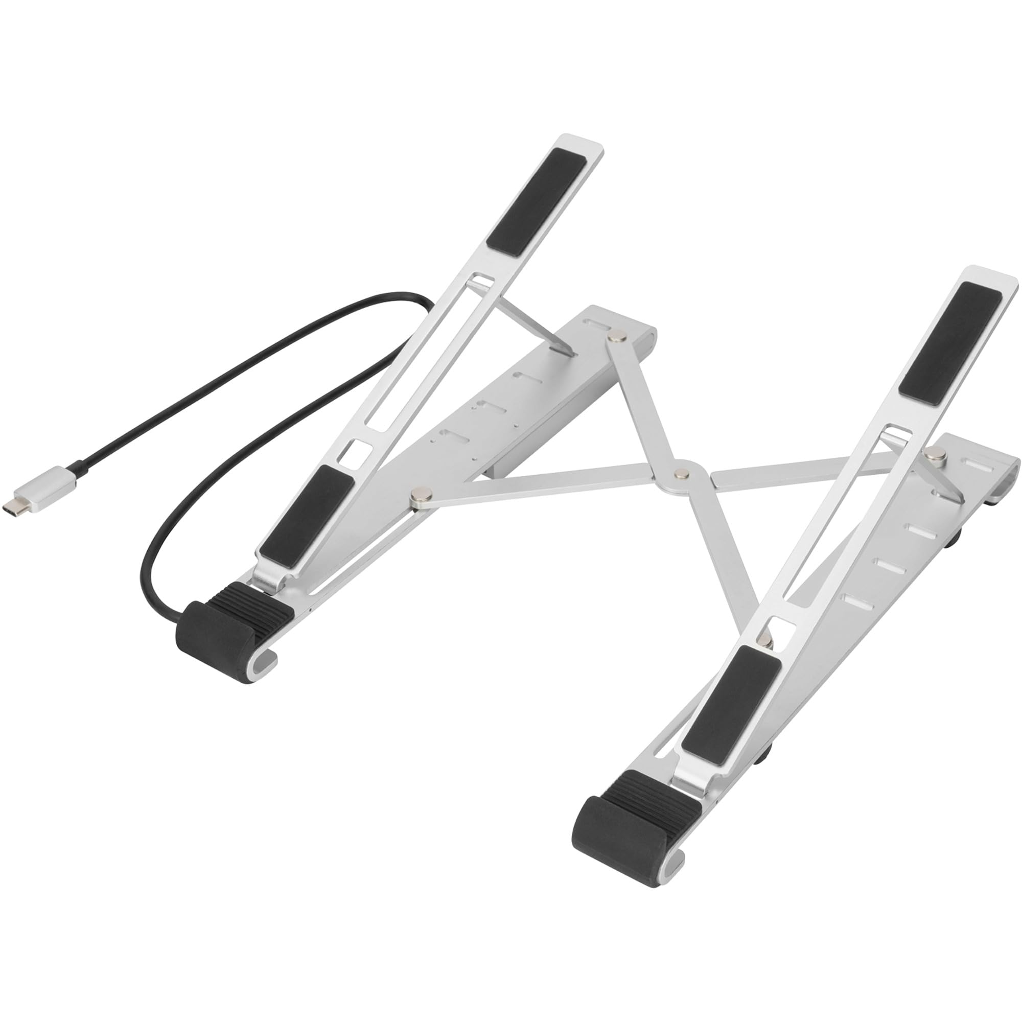 DIGITUS supporto per notebook con hub USB-C integrato - per laptop da 10-17" - angolo di inclinazione regolabile - 4x porte USB-A 3.2 Gen1-1x porta USB-C 3.2 Gen1-5 Gbit/s - Power Delivery 3.0