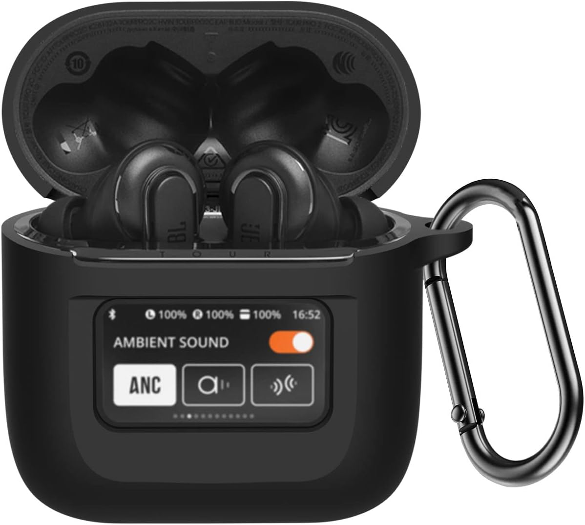 LEFXMOPHY Case for JBL Tour Pro 2 Earbuds 2023, Silicone Cover Protective Skin Sleeve (Black) -