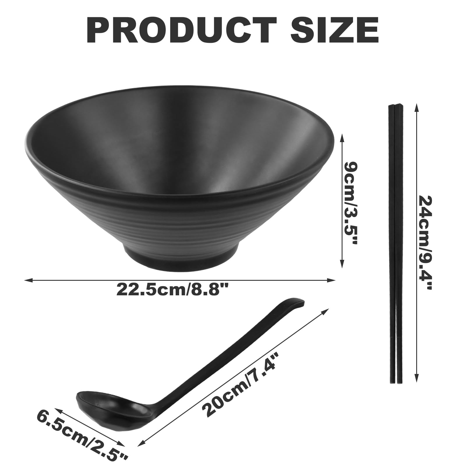 2 Set Ciotole Ramen Bowl Giapponesi per Ramen, 1000ml, Con Bacchette E Cucchiaio, Adatte per Insalate, Udon, Soba, Pho, Pasta e Zuppe Asiatiche