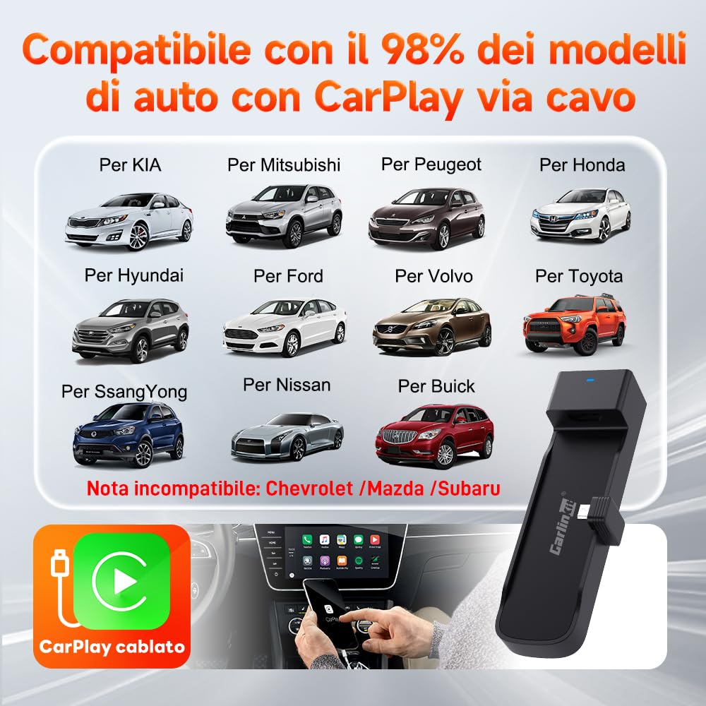Carlinkit 2026 Adattatore HDMI FireDrive Link Auto - Convertitore per Fire TV Stick & Gaming, Trasmissione Video HD 1080p, Plug & Play, Compatibile con CarPlay Cablato e Dispositivi Fire TV Stick