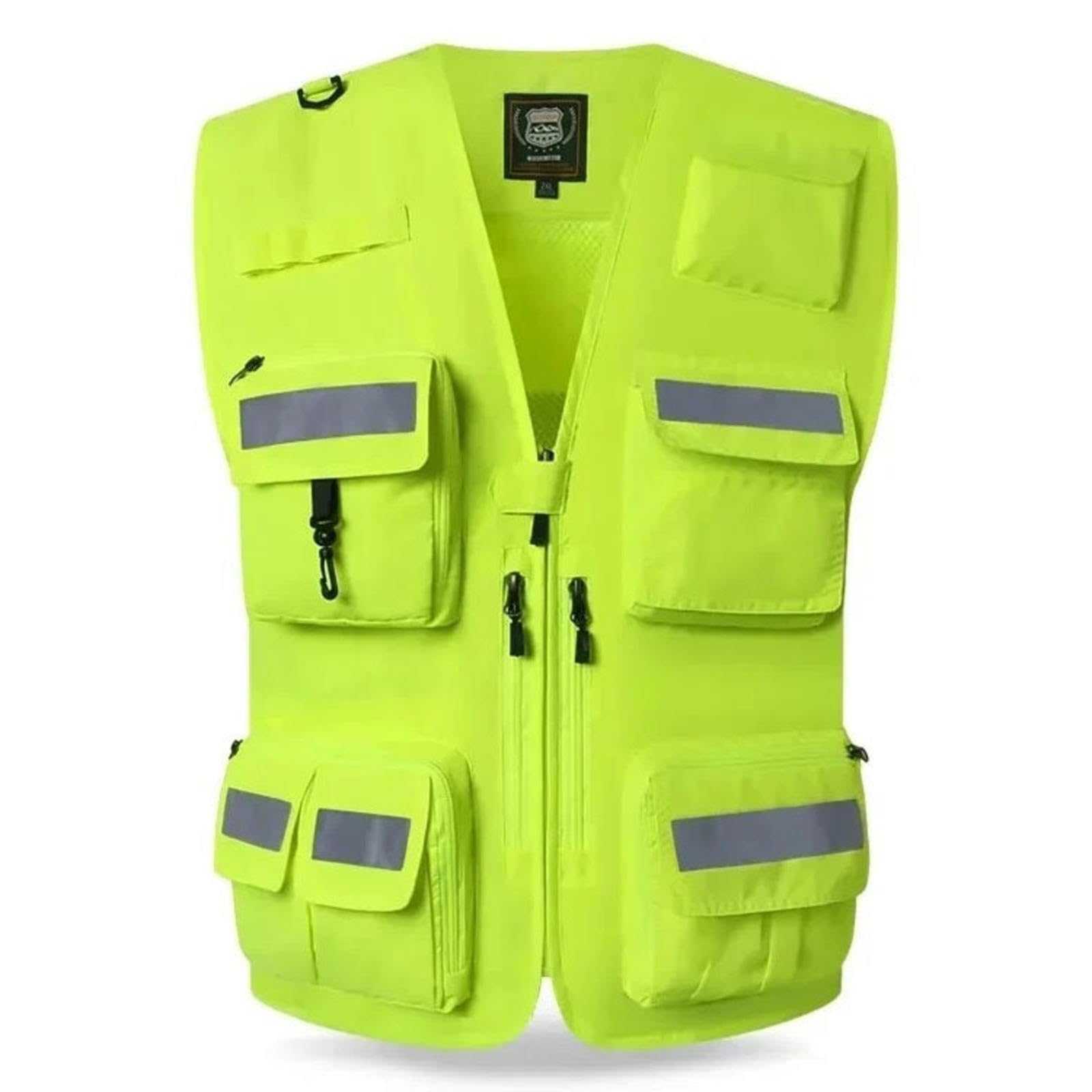 Gilet De Sécurité Personnalisé Haute Visibilité, Veste De Travail Réfléchissante, Plusieurs Poches, Vêtements De Travail pour Photographie et Randonnée