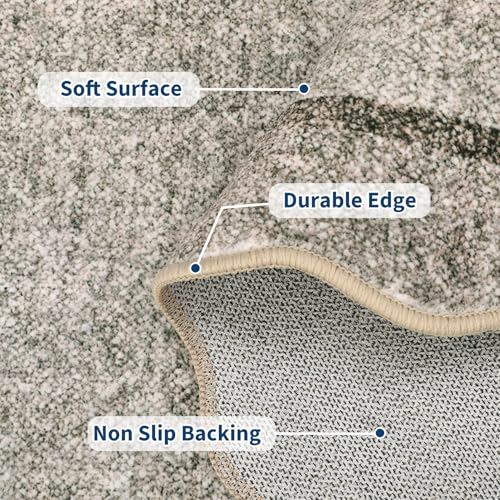 GarveeHome Scalloped Washable Rug 9x12 Area Rug for Living Room Modern Bedroom Rug Brown Large Area Rug Non Slip Throw Rugs Soft Low Pile Stain Resistant Carpet for Dorm Nursery Dining Room 9'x12'