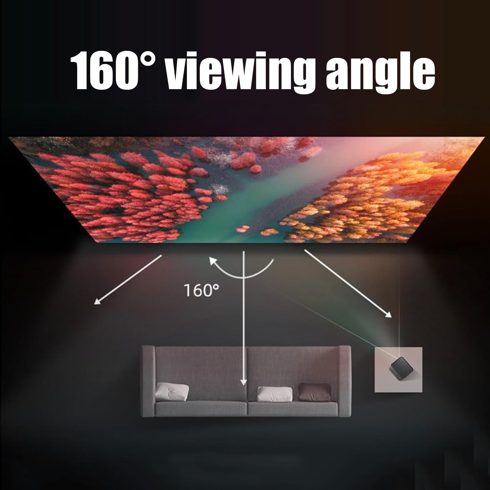 Telo Proiettore Esterno 60-200 Pollici, Schermo per Proiettore Portatile 16:9 4K Full HD, Anti Rughe Pieghevole, per Casa Ufficio Eventi All`Aperto Teatro(60inch(16:9))