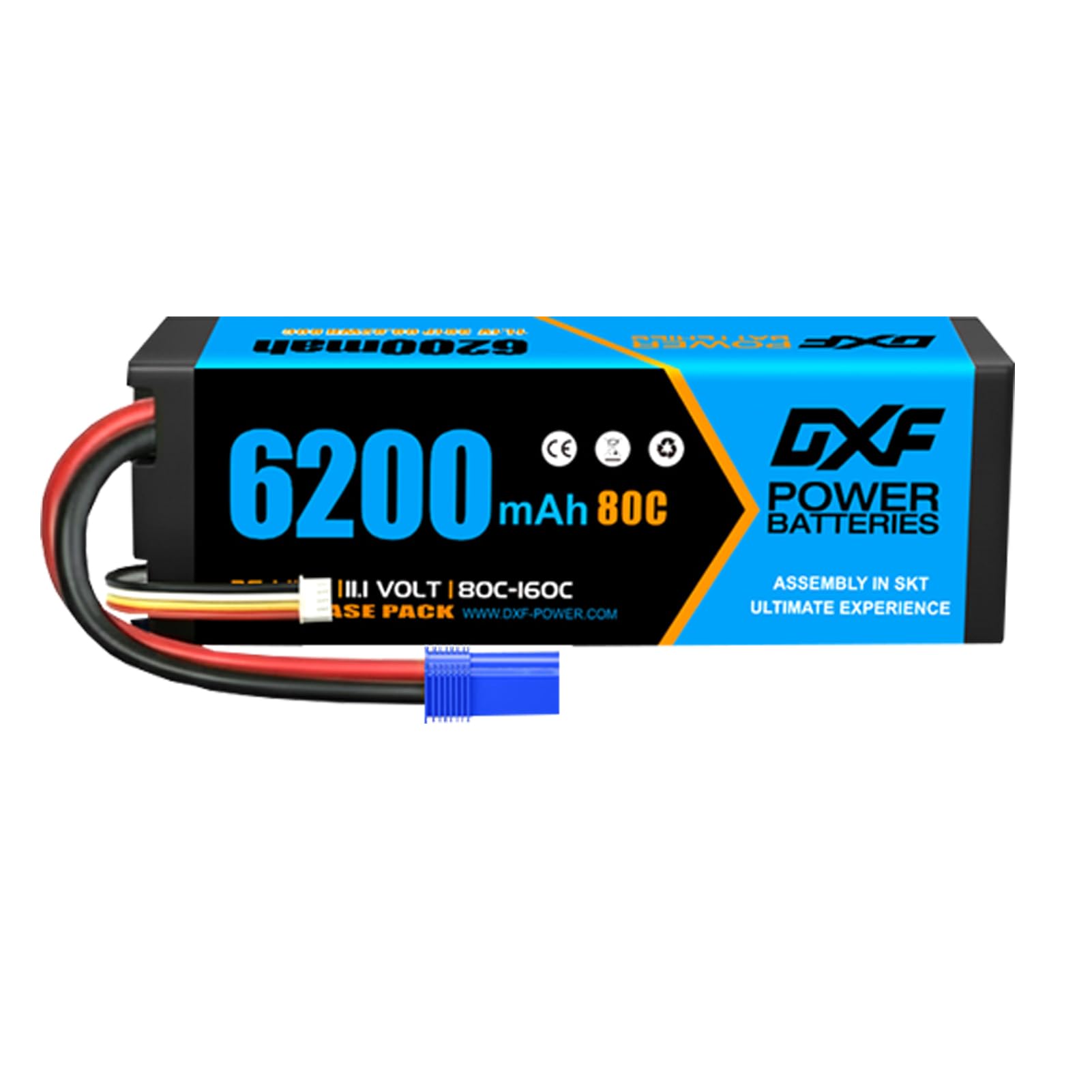 DXF Batería LiPo 3S 11.1V 6200mAh 80C Conector EC5 para Coches RC 1/8 1/10, Paquete Recargable Alta Descarga, Buggy Truggy Monster Truck, Segura Duradera Competición Hobby Radiocontrol Potencia