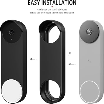 Google Nest Hello Doorbell (Pil) 2021 için Silikon Kılıf Kapak - Hava Koşullarına Dayanıklı Koruyucu Yuva Kapı Zili Silikon Kılıf (Siyah)