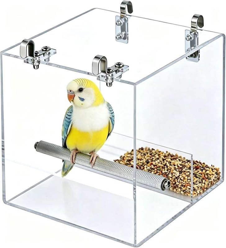 Comedouro para Aves em Acrílico Transparente com Poleiro Antiderrapante Xxmbbjy RXZER23
