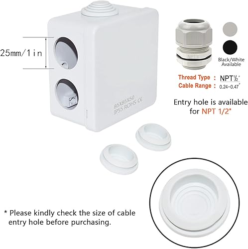 Miniatura 48 de LeMotech Caja de conexiones, plástico ABS IP55 resistente al agua y al polvo, caja eléctrica universal, caja de proyectos para exteriores e