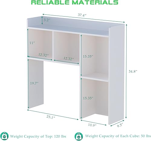 Miniatura 3 de Estantería de escritorio de madera, estante de almacenamiento de escritorio independiente con borde superior para escritorio de computadora,