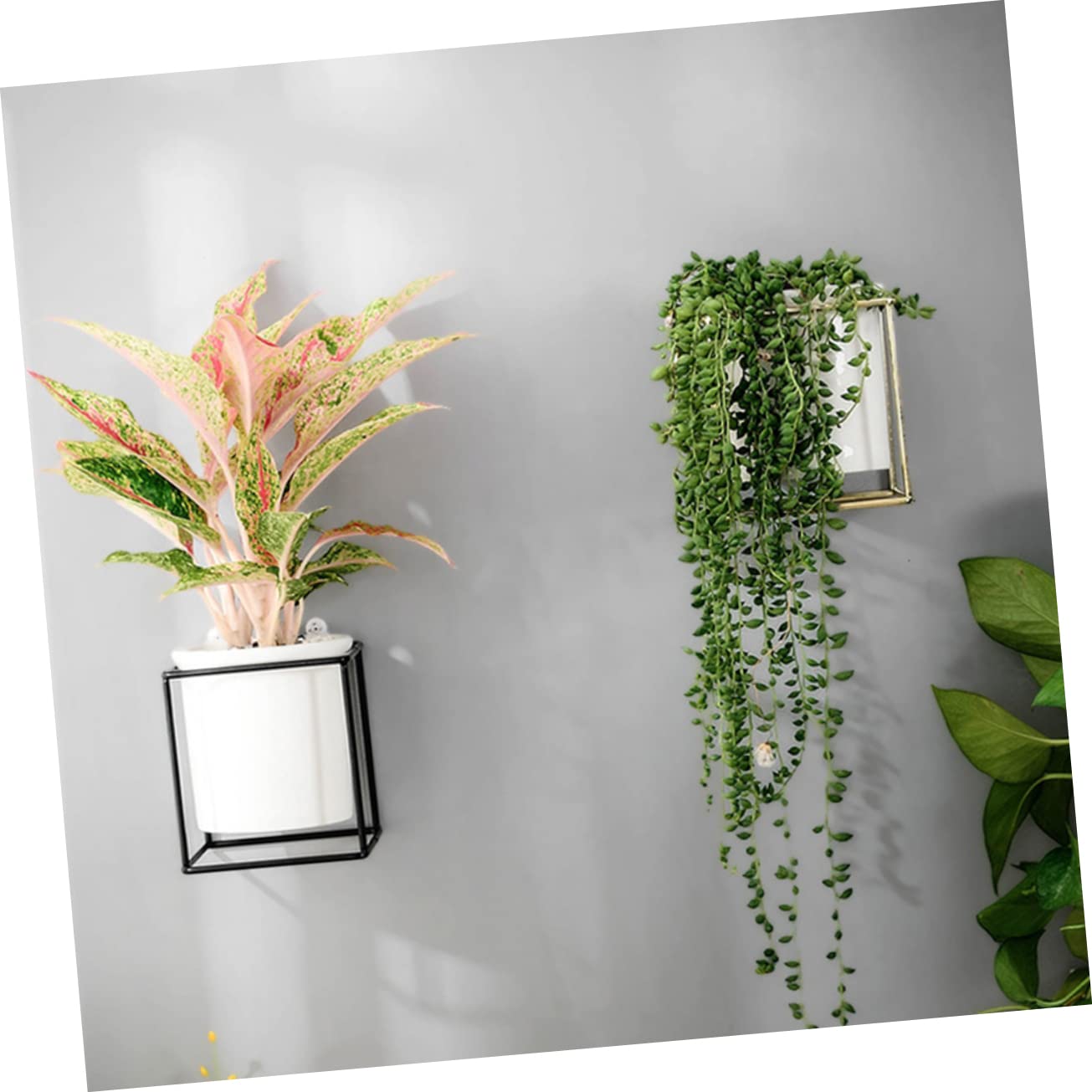 2 Vasi Da Fiori Da Appendere Alla Parete, In Finto Rattan, Da Appendere Alla Parete, Semicerchio, Con Ganci, Per Giardino, Balcone, Recinzione, Montaggio A Parete - Foto 3