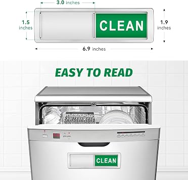 Cimkiz Dishwasher Magnet Clean Dirty Sign Shutter Only Changes When You Push It Non-Scratching Strong Magnet or Adhesive Options Indicator Tells Whether Dishes are Clean or Dirty