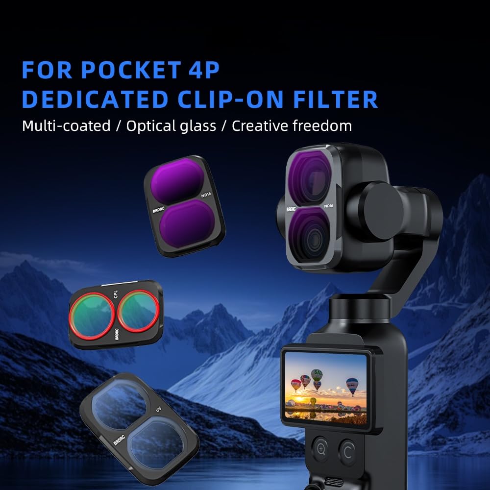 POCKET Zestaw filtrów 4P, ND i CPL do DJI OSMO POCKET 4P, UV CPL ND16 LPR Diffusion 1/4 regulowany ND2-32 magnetyczny filtr obiektywu akcesoria do aparatu (CPL+dyfuzja 1/4+LPR+ regulowany ND2-32)
