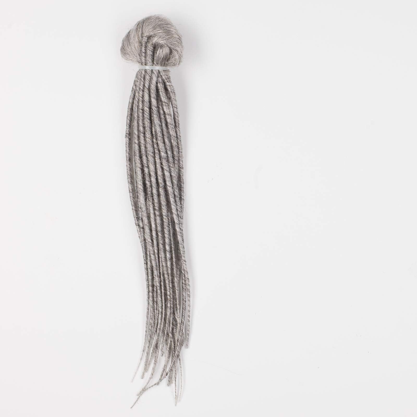 DreadLab - Synthetic Dreadlocks Backcombed Extensions 10 Pack Double Ended (Short - 25cm) (Short 25cm, Silver Grey)