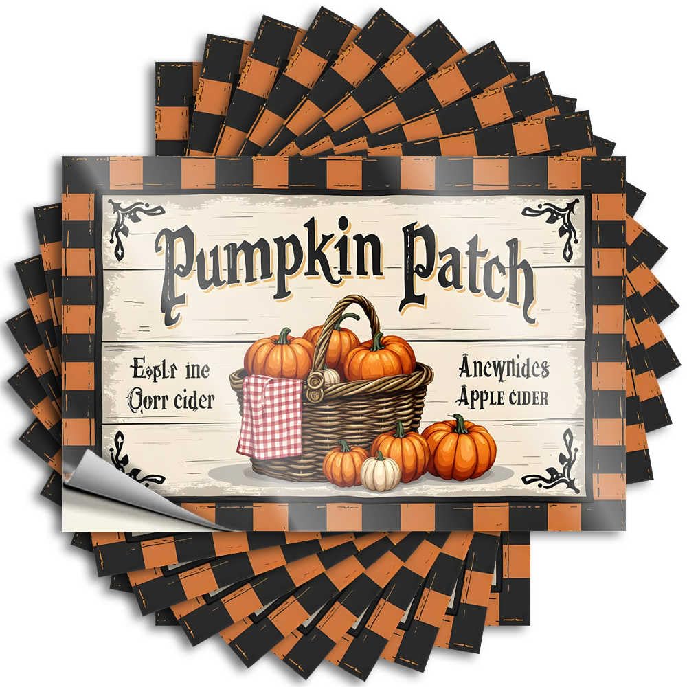 Welcome to Our Cozy Pumpkin Patch with Fresh Apple Cider! Vintage Kitchen Accessories Outside DIY | Vintage Funny Sticker Hard Removable Vinyl Sticker Decal(6X9CM)