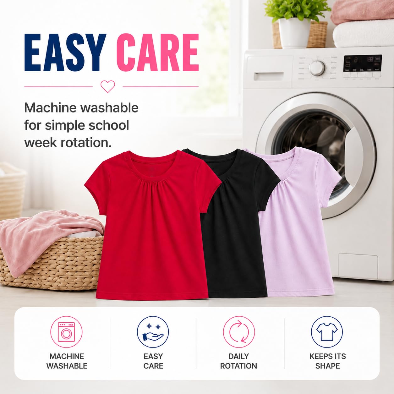 Bienzoe Girls Short Sleeve T-Shirt: Kids Aged 4-13 Cute Crewneck tee 3pcs Pack - Breathable Tops for Beach Trip Outdoor Play