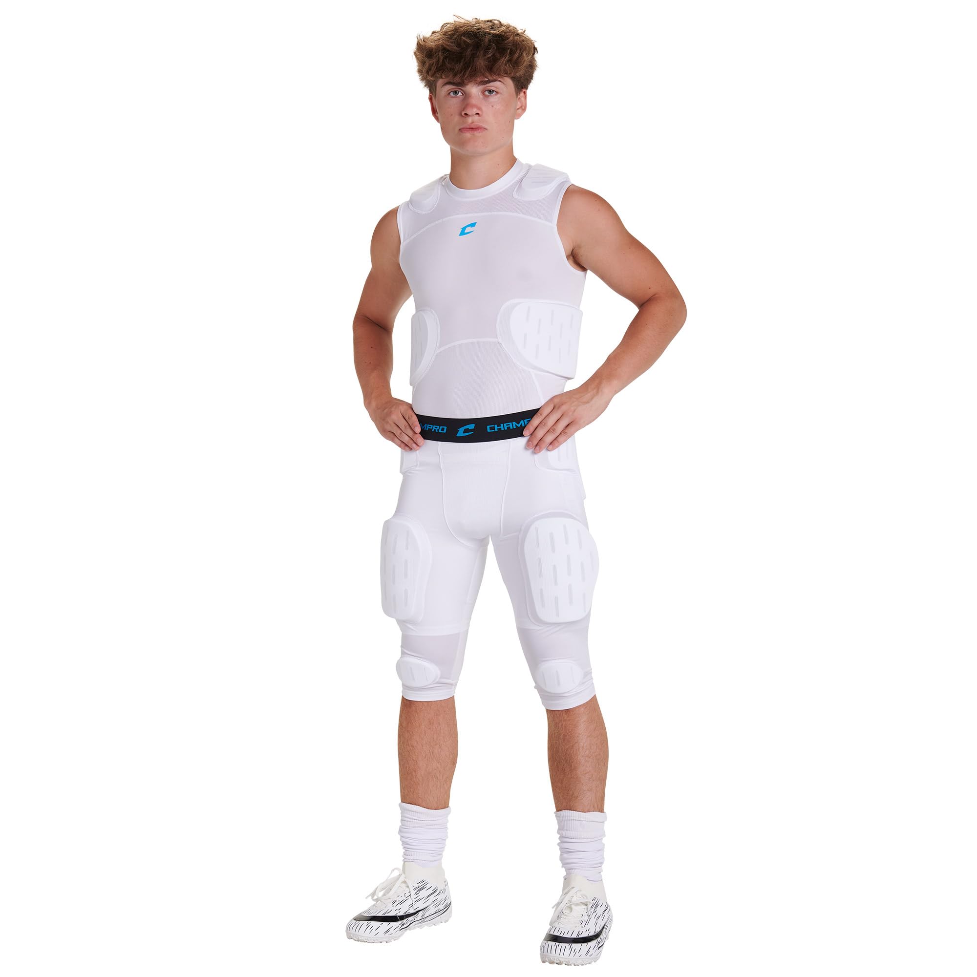 Champro Formation - Faja de 7 Almohadillas para Adultos XL Color Blanco