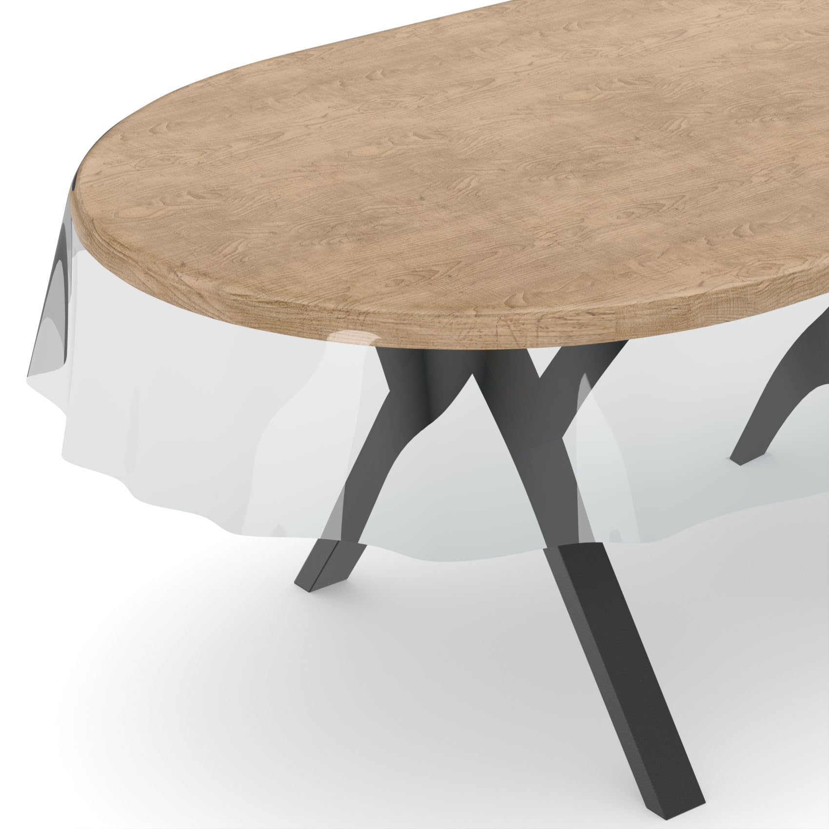 Nappe transparente anti-tache pour protéger une grande table ovale