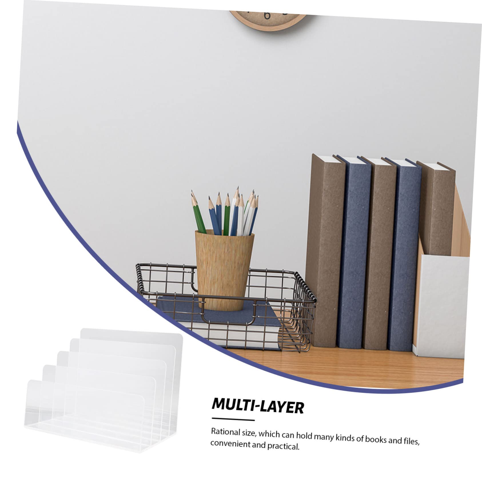 DOITOOL Organizador Acrílico Transparente Soporte para Documentos y Cartas Diseño Simple y Funcional para Escritorio Compartimentos Múltiples Adecuado para Oficina y Hogar
