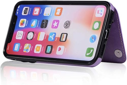 Miniatura 6 de Funda de teléfono para iPhone Xs X 10 10s con protector de pantalla de vidrio templado, tarjetero con soporte para tarjetero, funda de cuero con