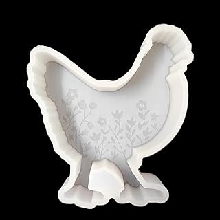 【300+ Design Optional】 Fuehbur Chicken with Flowers Car Freshie Resin Silicone Mold Aroma Bead Animal Candle Soap Mould, Oven Safe