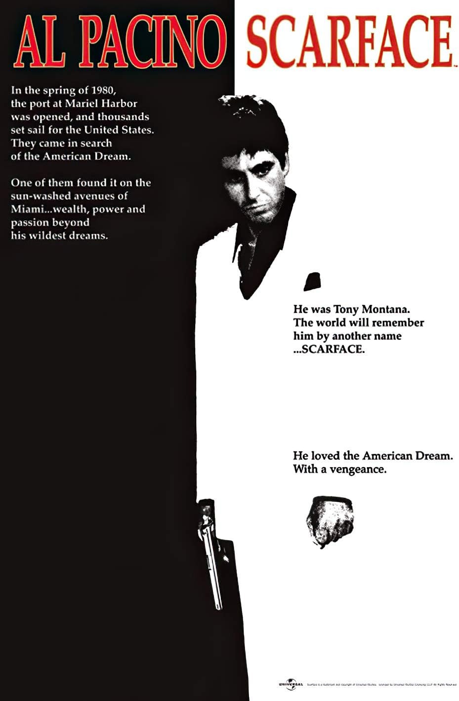 Scarface - Movie Poster Print (Regular Style - Al Pacino Is Tony Montana) (Size: 24" x 36") (Unframed)