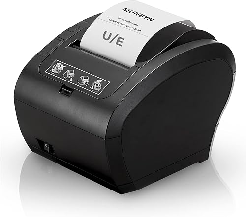 MUNBYN Impresora POS, Impresora de Recibos USB Ethernet 80MM Impresora Térmica P047, Impresora a, Negro Supermercado POS Cocina Impresora con