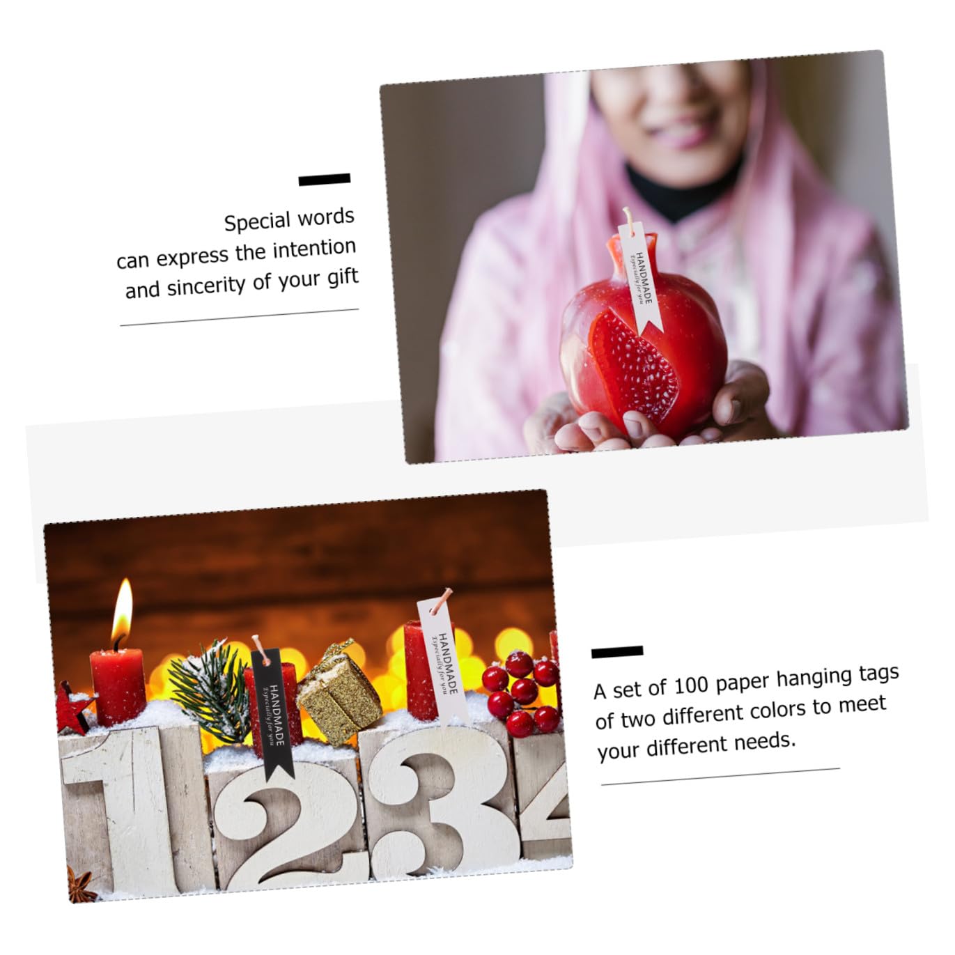 Healeved 5 Sets Kraftpapieranhänger Für Weihnachten Handgefertigte Segensetiketten Hängende Kerzenanhänger Dekorative Geschenketiketten Für Die Inneneinrichtung 100 Stück * 5