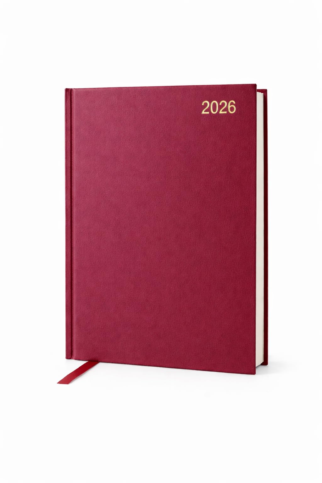 Top Sale 2026 Diary A4 Day Per Page Planner – Burgundy Red Large Daily Appointment Organiser with Hard Cover & Ribbon Marker, Desk Diary for Work, Office, Business & Daily Planning