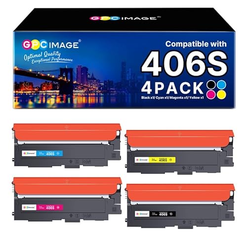 GPC Image P406C Toner Compatible with Samsung CLT-P406C Multipack 406S for Samsung CLX-3305 Xpress CLP 365 CLX 3300 C410W C460FW CLX-3305W K406S C406S Y406S M406S Black Cyan Yellow Magenta, 4 Pack