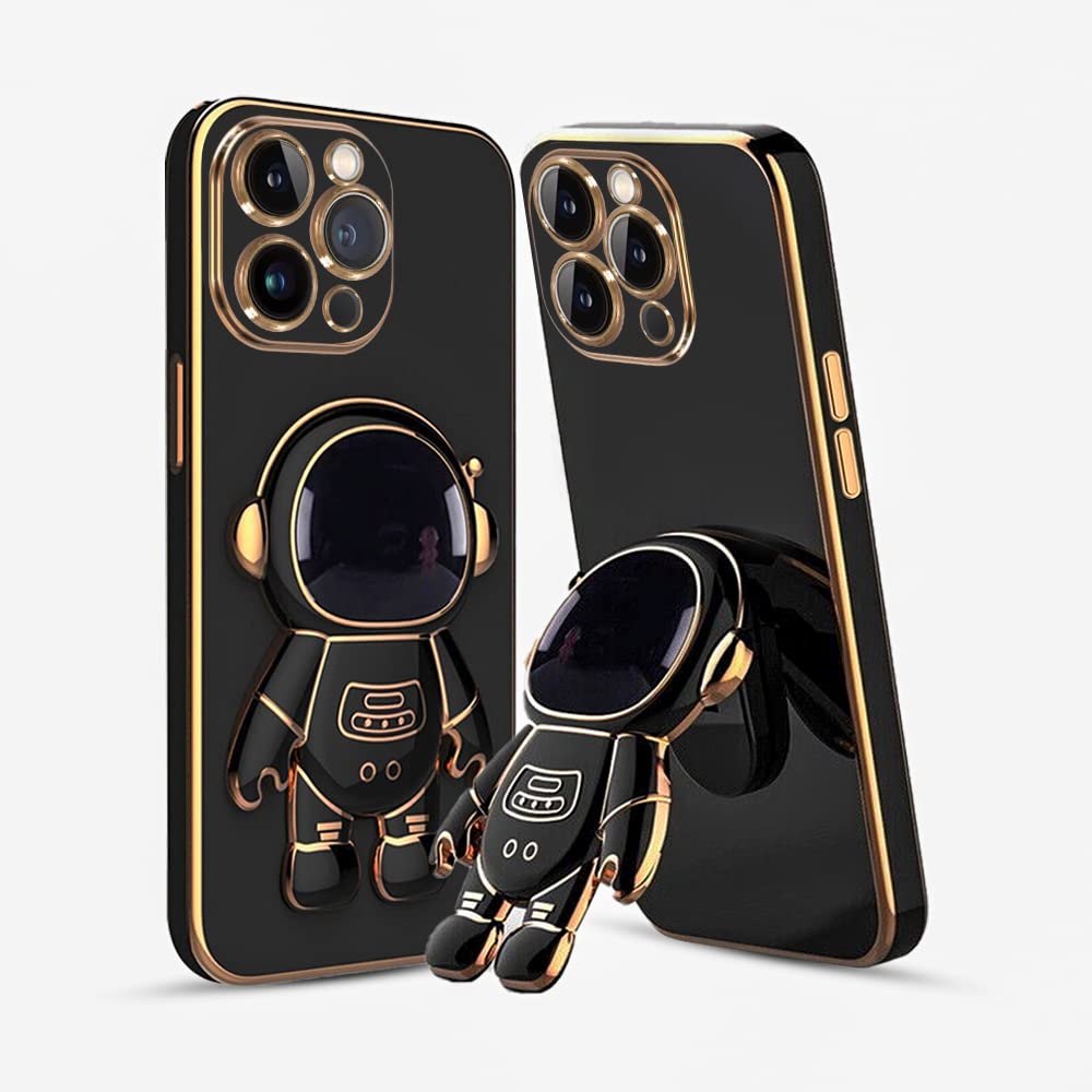 KARWAN®️ 3D Astronaut with Folding Stand Back Cover Case Compatible for iPhone 12 Pro Max | Slim electroplated case | Stand case | Soft TPU | Space Astro Theme |Camera Protection-Black (B0C241XCSG) Amazon Price History, Amazon Price Tracker