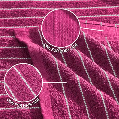 Image of Welspun 2-in-1 Towels for Bath Large Size | 100% Cotton Bath Towel | 250 GSM | High Absorbency & Quick Dry | Soft Feel | Bath Towel for Men & Women | 70 x 150 cm | Dark Red