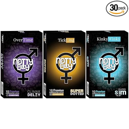 NOTTY BOY Extra Thin, Long Lasting and Raised Dots Condoms - (3x10s)