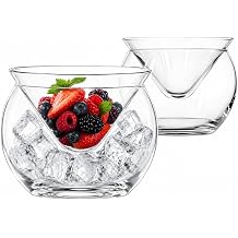 Ciieeo Glass Caviar Chiller Server Set Clear Glass Fruit Serving Dish with Ice Holder for Shrimp Appetisers and Salads Cone Shaped Bowl for Party Table Display 4.13 X 4.13 X 3.74 in