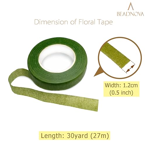 Miniatura 2 de BEADNOVA Cinta floral de 1/2 pulgada, cinta floral verde para ramos de flores, arreglos florales, envoltura de tallo para manualidades