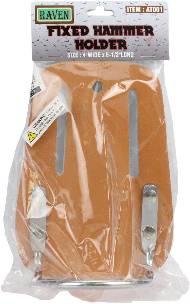 RAVEN Belt Worn Leather Hammer Holder | Metal Bar Reinforced | Fits 2.5" (6.4 cm) Wide Belts | For Construction & Roofing Professionals