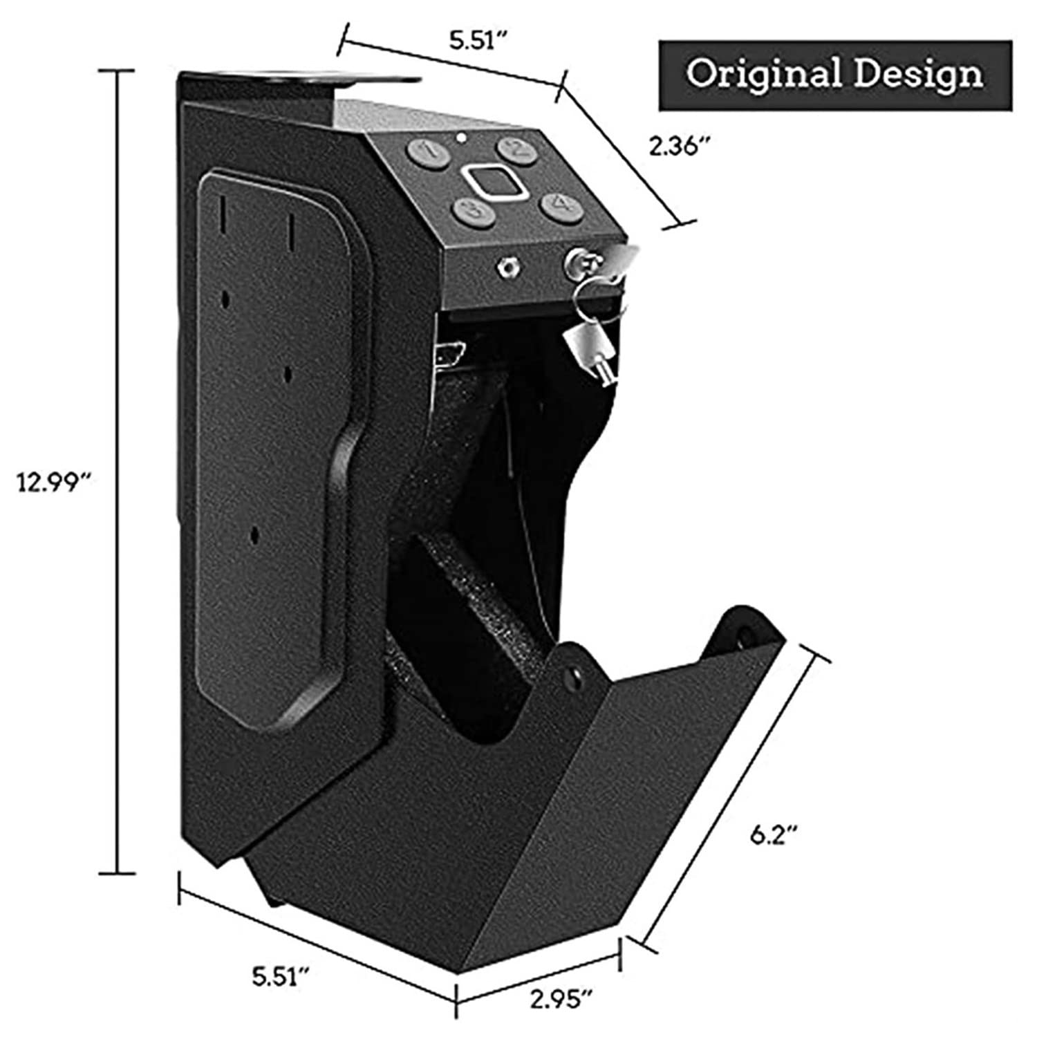 Cassaforte per Pistola Intelligente,Cassaforte per Impronte Digitali Biometrica Portatile,Cassaforte per Pistola,Cassaforte per Pistola con Chiave di Riserva E Lucchetto a Combinazione