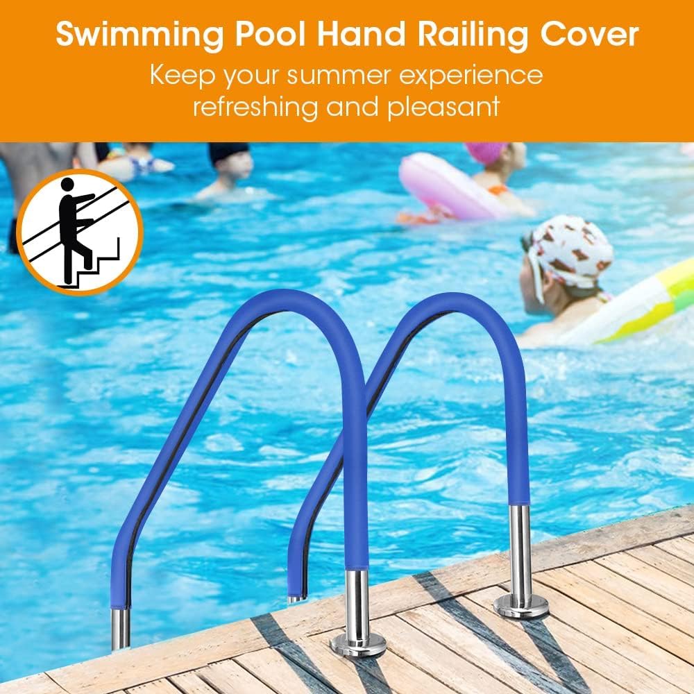 Couverture de Main Courante Piscine 180cm Manchon de Rail de Piscines Poignée de Piscine Protection avec Fermeture Éclair Accessoire de Antidérapant Piscines