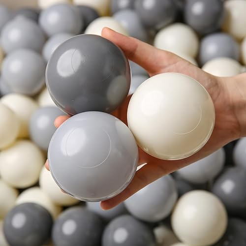 Miniatura 4 de TRENDPLAY Pelotas de 2.75 pulgadas, sin BPA y no tóxicas, estimulan los sentidos y fomentan el desarrollo cognitivo, blanco crema + gris oscuro +