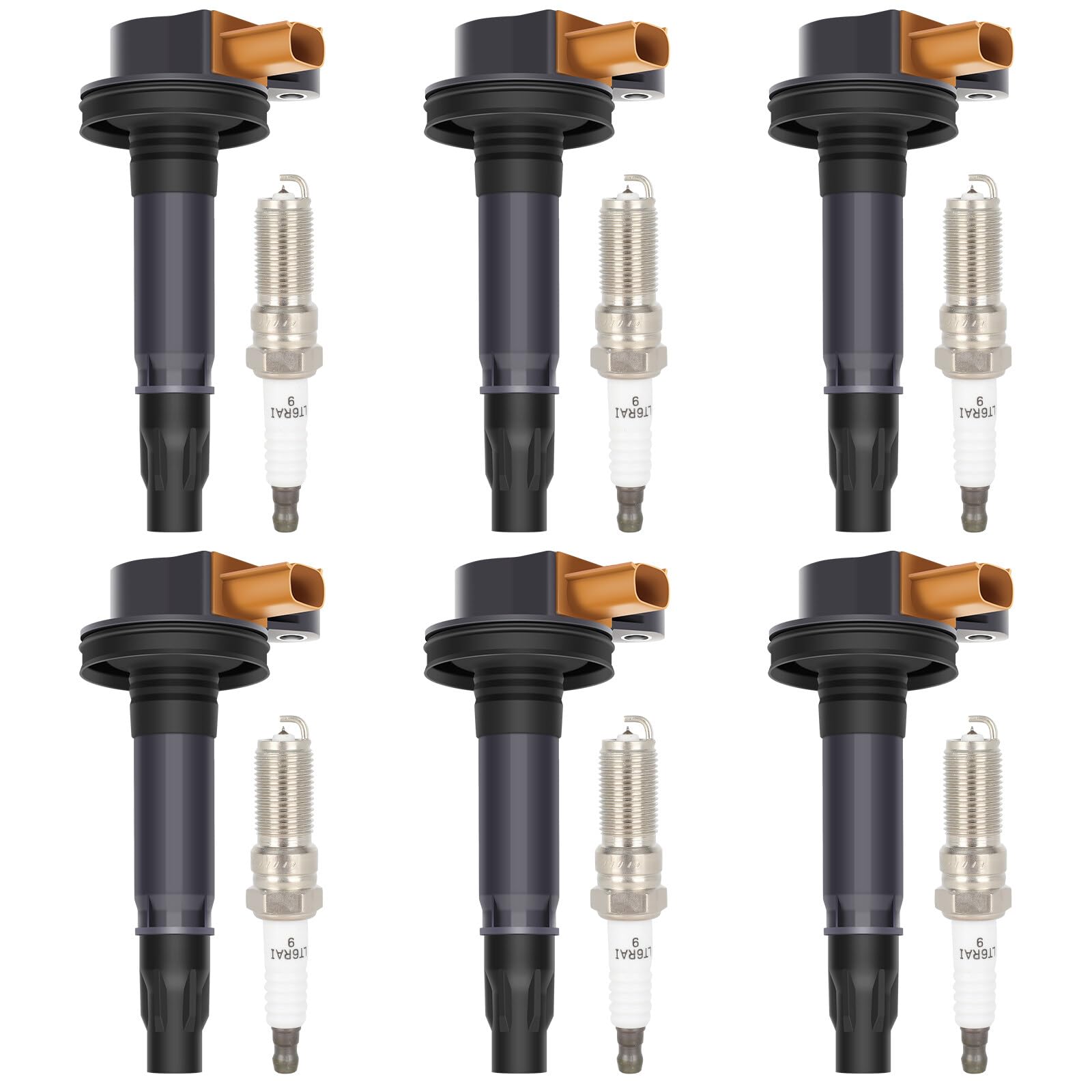 ECCPP UF646 6 ignition coils with 6 iridium Spark Plugs for ford for Lincoln Expedition Explorer F50 V6 MKS MKT Navigator BL3Z-12029-C UF-646 E1146