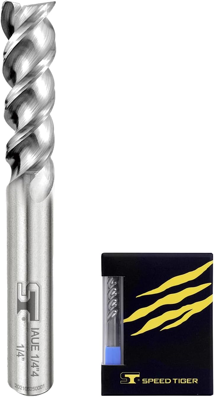 Carbide Square End Mill - 3 Flute - IAUE1/4 3 (5 Pieces, 1/4") - High Feed U-Type Design - for Roughing and Finishing - for Milling Aluminum Applications – Professional Mill Bits Sets