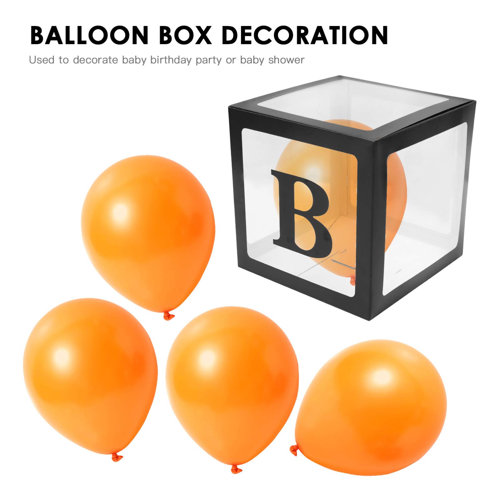 Caja de Globos de Cartón y Pvc Negra, 4 Unidades para Decoración de Cumpleaños de Bebés y Baby Shower en Fiestas Infantiles