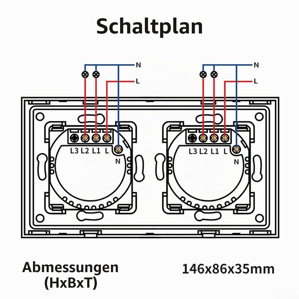 Touch-Schalter Smart Lichtschalter Wifi Schalter Smart Home mit WLAN Glas Touchscreen, für Tuya App Fernbedienung/Sprachsteuerung(8 Gang-Black)