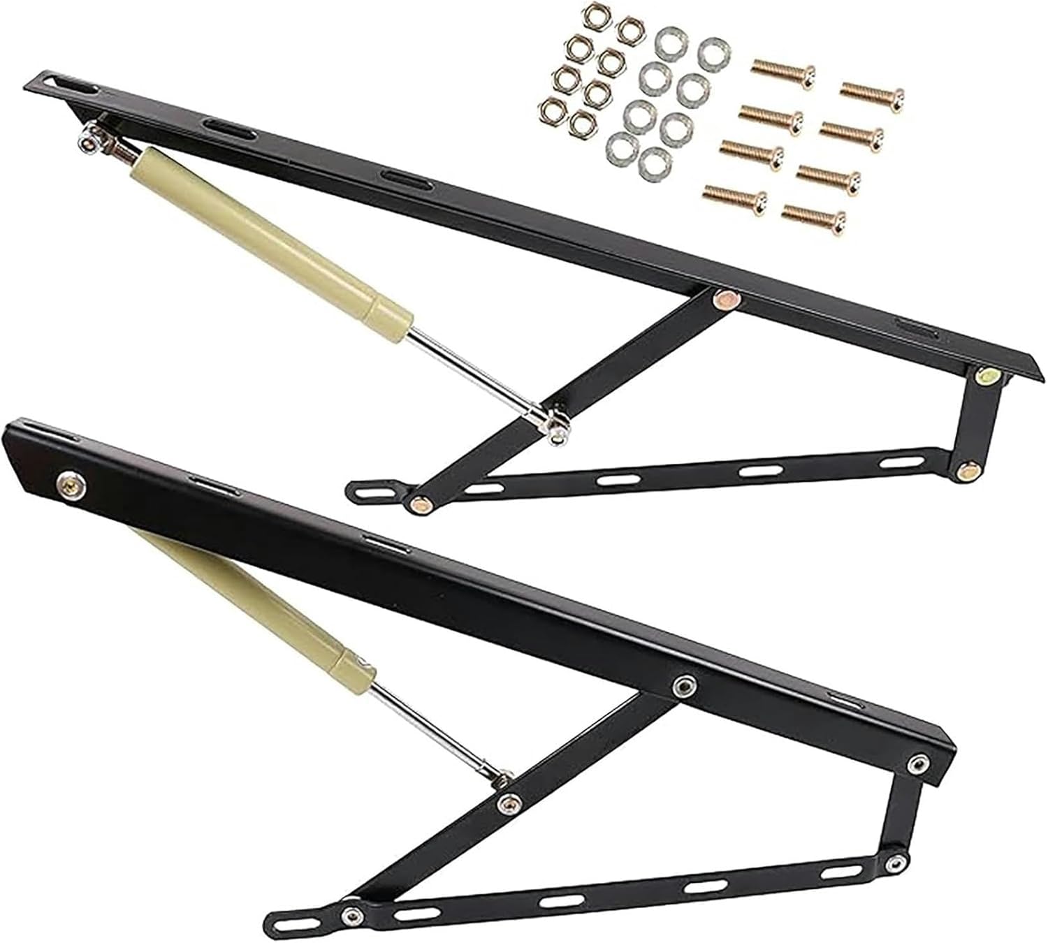1 Pair Heavy Duty Hydraulic Bed Mechanism Bed Storage Lift, Gas Spring Bed Storage Lift Kit, Bed Lift Support, Folding Lift Up Spring Hinges for Storage Bed Box or Sofa Bed, 7 Sizes(Black,60cm/2ft)