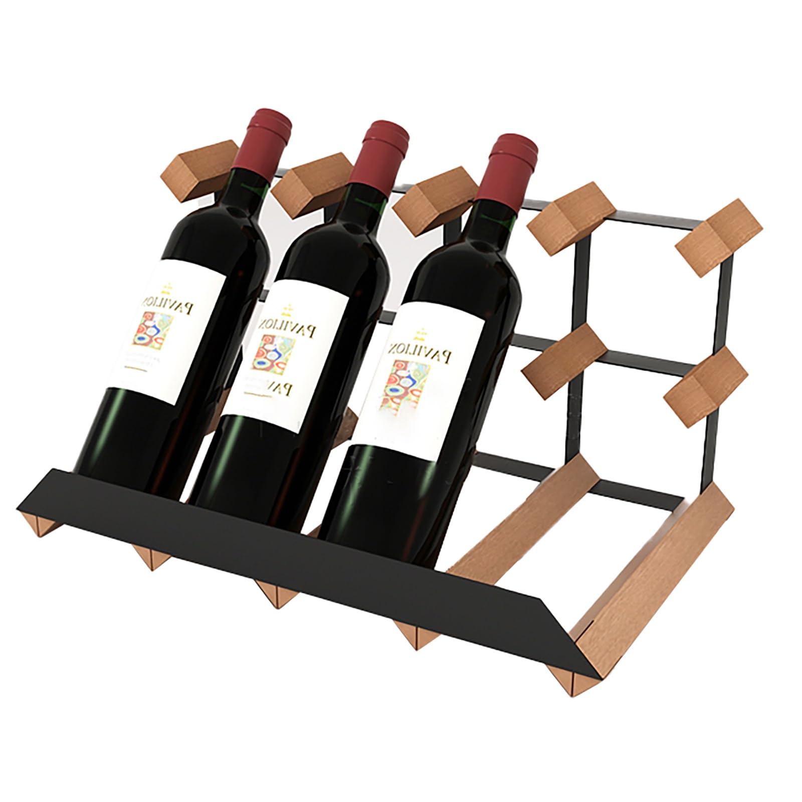 Support de bouteille de vin autoportant en bois pour comptoir et casier