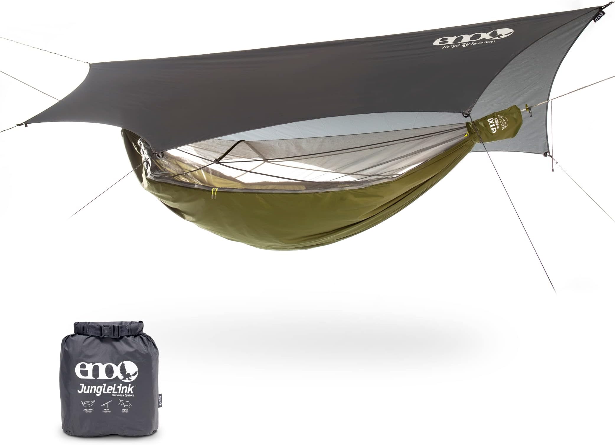 ENOEagles Nest Outfitters JungleLink Shelter System with Hammock with Bug Net, Straps and Rain Tarp